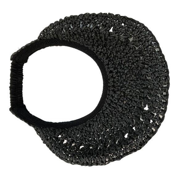 Women’s  Straw Visor One Size Black hat golf party Beach Walk Handmade. - Picture 6 of 13